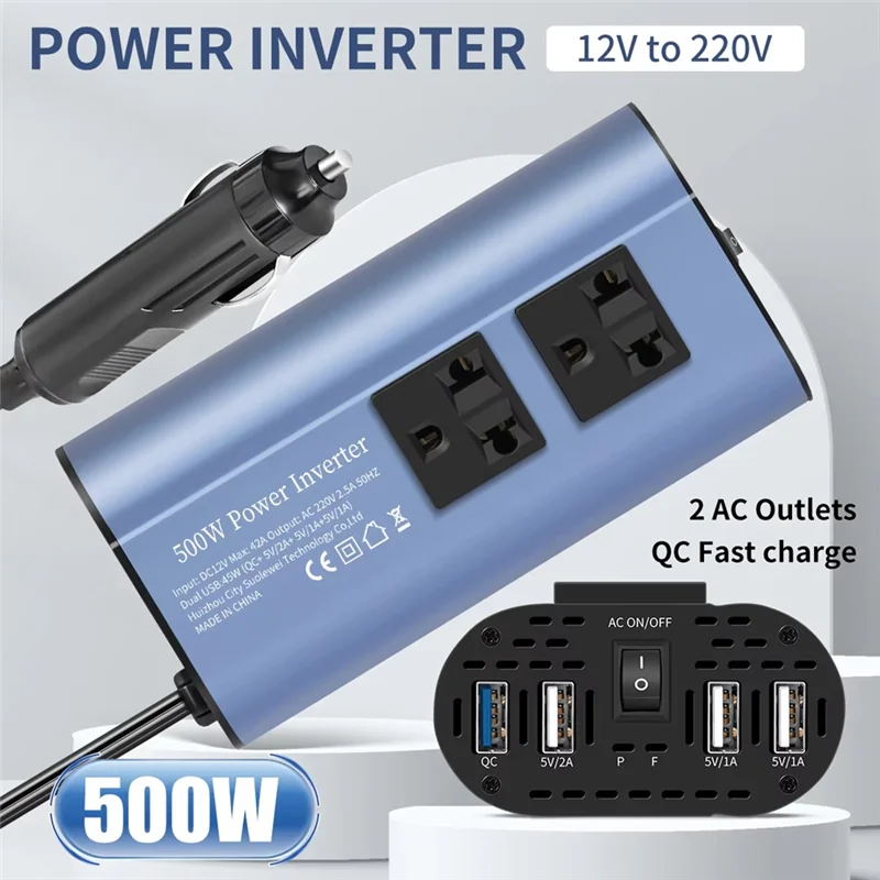 A69E500W Modified Wave Inverter 12V/24V To 220V Car Inverter Converter Modified Wave Inverter Portable Automotive Charger Invert