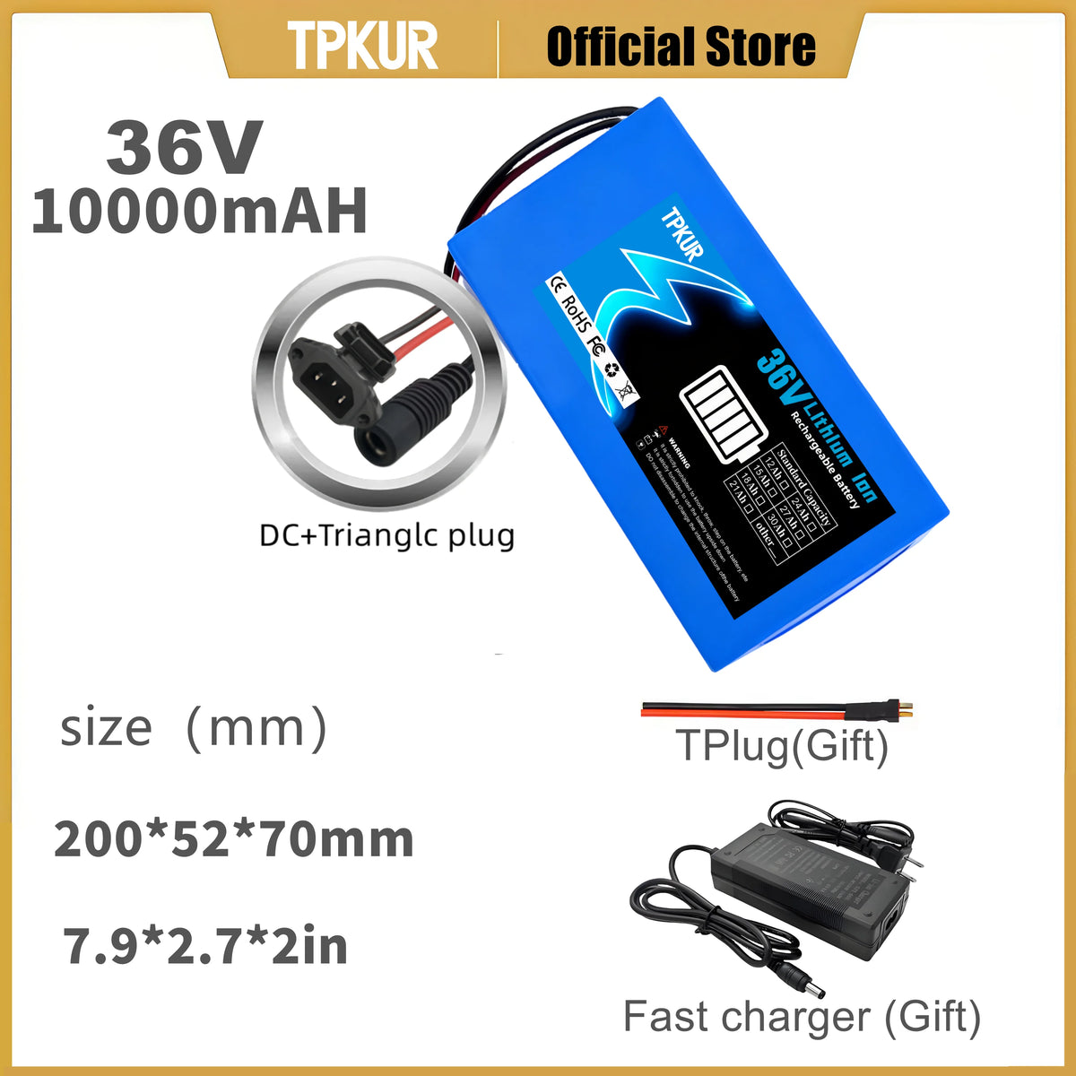 Brand New 36V 10AH 15AH 20AH Lithium Battery Pack, Suitable for 100-1500Watt Motors, with Built-in BMS for Scooters and Bicycles