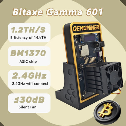 New Bitcoins Miner Bitaxe Gamma 601 1.2TH/s Solo Miner BM1370 Chip WiFi 18W BTC Lottery Crypto Miner Asic Silent Home Use Miner