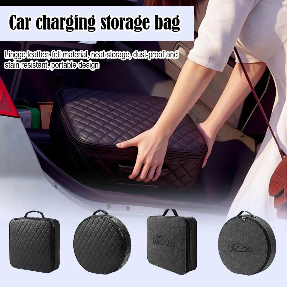 EV Car Charging Cable Storage Bag Round/Square Charging Units Bag Shockproof Anti Dust Charging Cable Carry Bag For Rechargeable