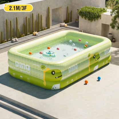 1.8-2.6M PVC Children's Cute Inflatable Swimming Pool for Backyard Home Outdoor Large Pool for Family Baby Indoor Bath Bathtub