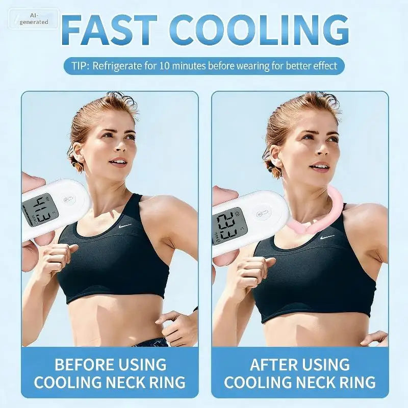 Summer Outdoor Ready Neck Cooling Tube and Ice Ring Reusable for Instant Cool Relief