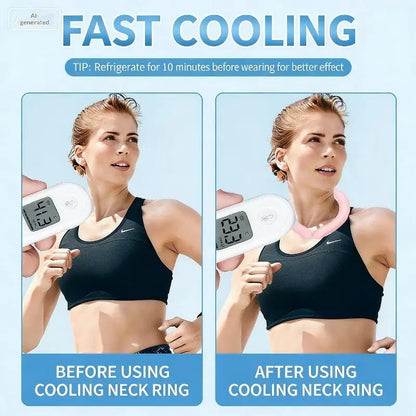 Summer Outdoor Ready Neck Cooling Tube and Ice Ring Reusable for Instant Cool Relief