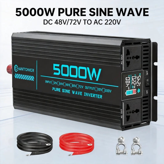 Pure Sine Wave Inverter DC 48V/72V to AC 220V 1000W 1600W 3000W 4000W 5000W 6000W LCD Display Power Converter Car Solar Inverter