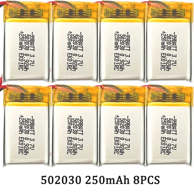 Lithium Polymer Battery 502030 3.7V 250mAh Rechargeable LiPo Cell for Toys LED Light Bluetooth Earphone For Smart Watch