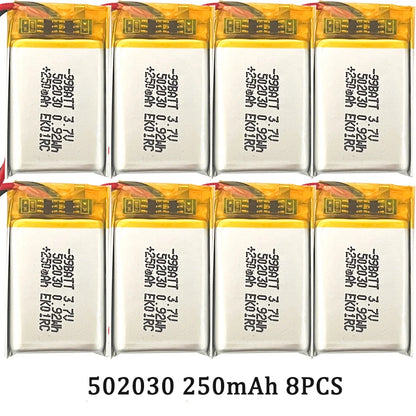 Lithium Polymer Battery 502030 3.7V 250mAh Rechargeable LiPo Cell for Toys LED Light Bluetooth Earphone For Smart Watch