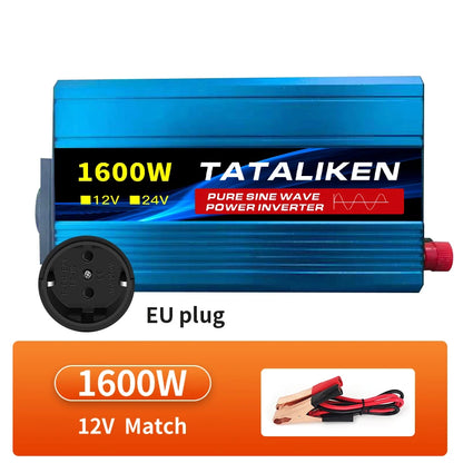 Inverter Pure Sine Wave  2500W/3500W/4500W/5000WDC 12V/24V to AC 220V 230V Voltage Transfer Converter Charging Adapter EU Socket