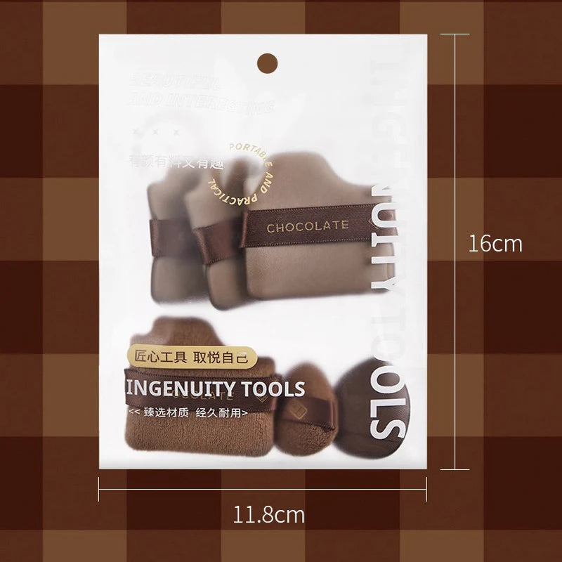 6pcs Dual-Use Cosmetics Puff Set Chocolate Cookie Soft Powder Puff Dry and Wet Foundation Air Cushion Makeup Sponge Beauty Tool