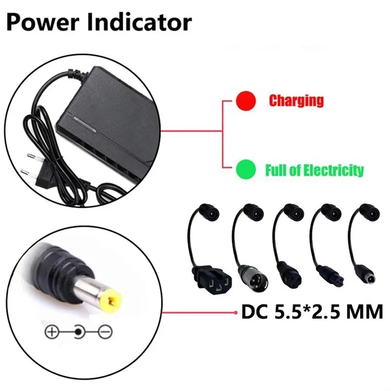 36V 48V 60V 72V Charger 2A 3A 5A Lithium Battery Pack 42 54.6 67.2 84V 10 13 16 20S DC EU Smart Intelligent Fast Charging Charge