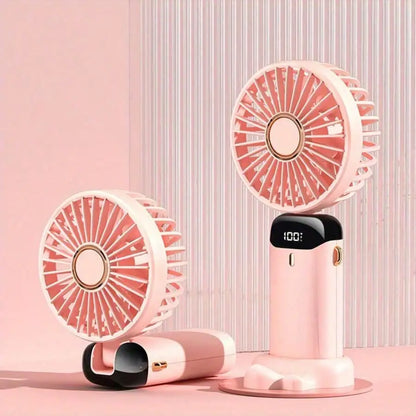 Portable rechargeable small fan, powerful fan that can also serve as a mobile phone stand, long battery life