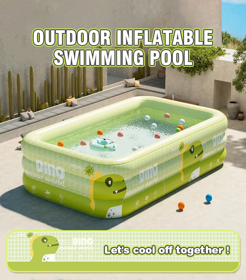 1.8-2.6M PVC Children's Cute Inflatable Swimming Pool for Backyard Home Outdoor Large Pool for Family Baby Indoor Bath Bathtub