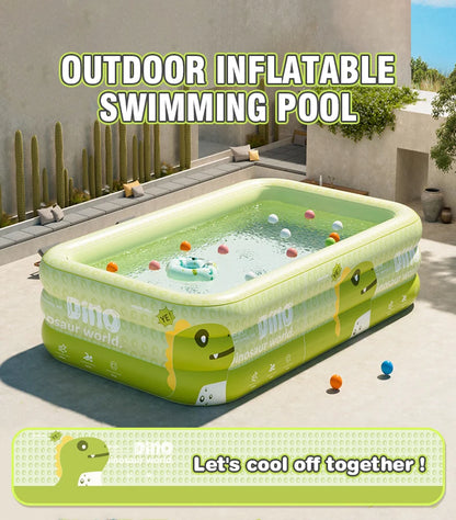 1.8-2.6M PVC Children's Cute Inflatable Swimming Pool for Backyard Home Outdoor Large Pool for Family Baby Indoor Bath Bathtub