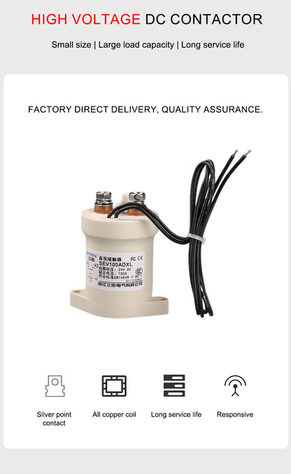 SEV100AD 12V 24V 36V 48V 72V High Voltage Charging Station DC Contactor DC Power Electric Relay Switch for EV Charger