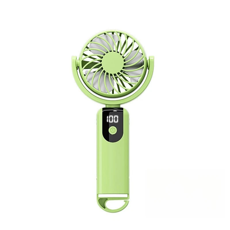 Rechargeable Travel Fan, Portable mini Handheld Fan, 5-Speed Wind Speed, LED Display, 90° Foldable Cooling Fan, Outdoor Camping