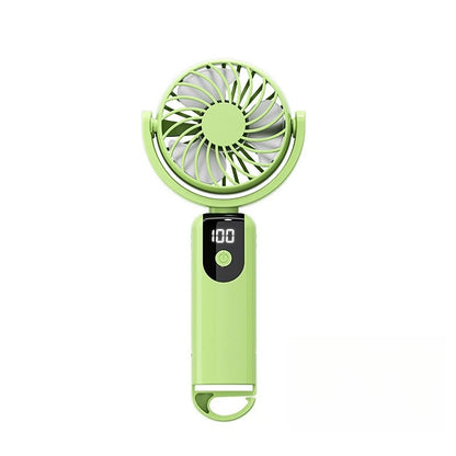 Rechargeable Travel Fan, Portable mini Handheld Fan, 5-Speed Wind Speed, LED Display, 90° Foldable Cooling Fan, Outdoor Camping