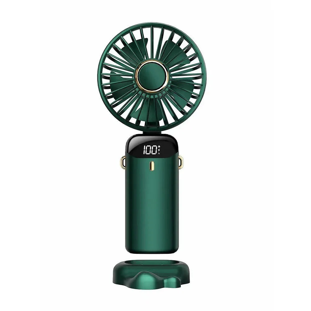 5000mAh Portable Handheld Mini Fan, Foldable, Can Be Hung on the Desk or Outdoors, Can Be Charged via USB, Equipped with LED Dig