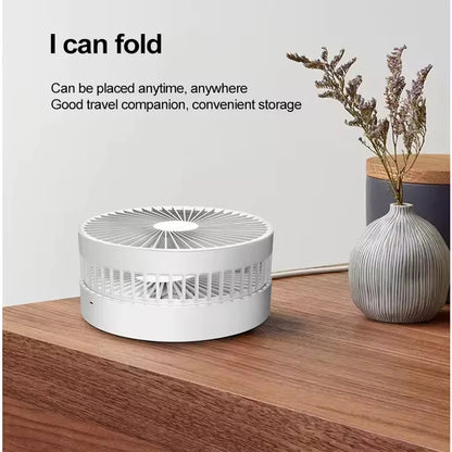 Foldable Table Fan Rechargeable Mini Folding Fan Cooling Portable Mini Electric Fan with 3 Speeds and Large Rechargeable Battery