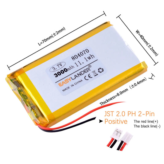 3.7V 2000mAh 504070  Lipo Lithium Li-ion Polymer Battery 524072 Batteries 304070 404070 604070 704070 804070 904070 104070