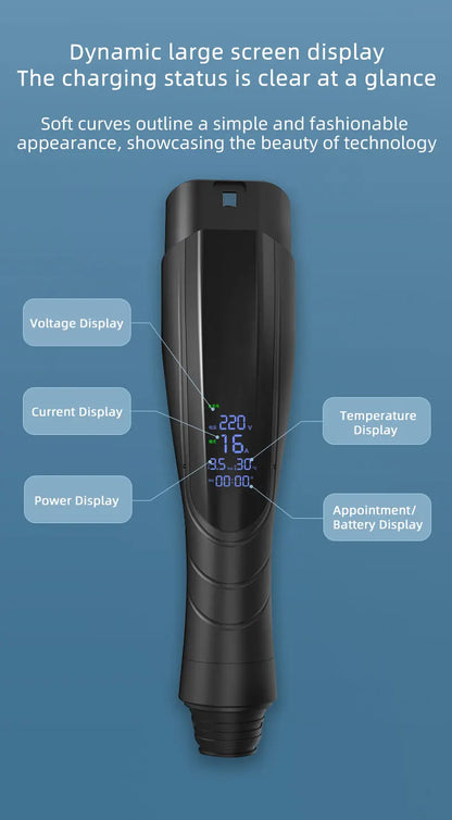 Portable EV Charger Type 2 with EU plug 16A 3.5KW Electric Vehicle Charging Station Wallbox 5M-20M Cable With Digital Display