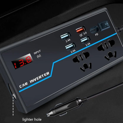 Portable Car Inverter Converts 12V/24V  to 110V/220V  with Voltages Display Compact Vehicle Inverter Simple Operate D7YA