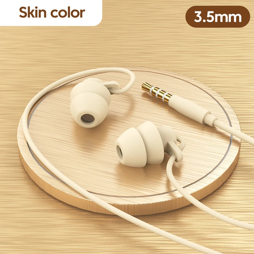 S2 Sleeping Headphone 3.5mm Wired Earphone Wire-controlled In-Ear Headset with Microphone Handfree Earbuds For Music Sport Phone