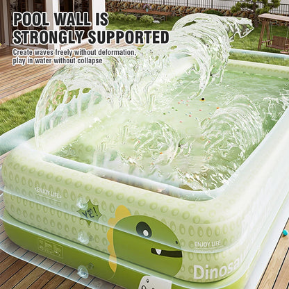 1.8-2.6M PVC Children's Cute Inflatable Swimming Pool for Backyard Home Outdoor Large Pool for Family Baby Indoor Bath Bathtub