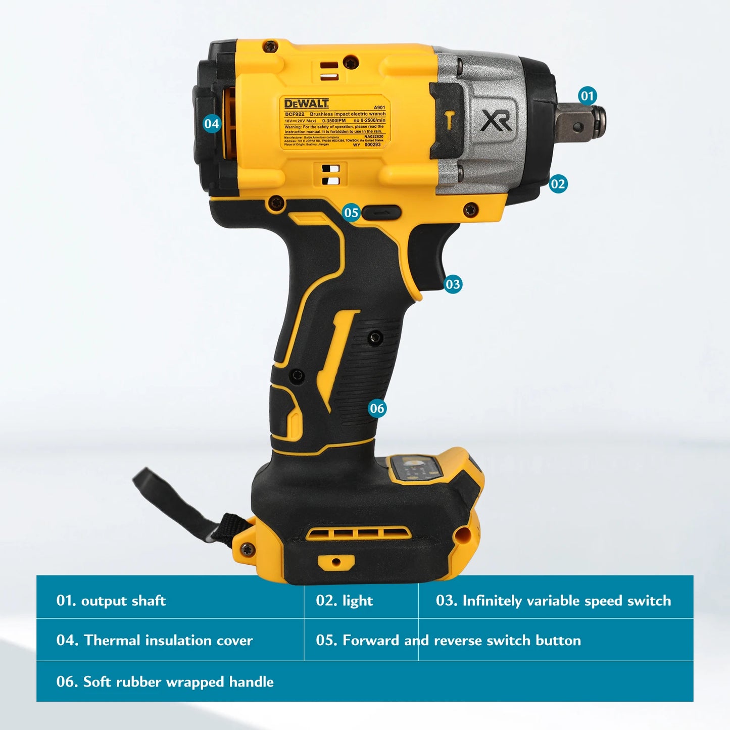 Dewalt DCF922 Brushless Impact Wrench High Torque Cordless Electric Wrench Tire Repair Tool 20V Rechargeable Power Tools