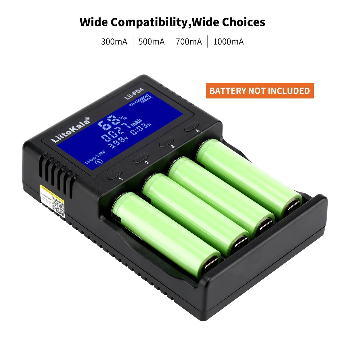 LiitoKala Batterie Lithium 3.7V Batter Charger Lii-PD2 Lii-PD4 LCD For 21700 20700 18650 18350 26650 22650 14500