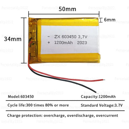 1pcs- 10pcs 3.7V 063450 Li Ion Polymoer Battery 603450 1200mAh Lipo Lithium Batteries  for Bluetooth Headset MP3/mp4 Speaker