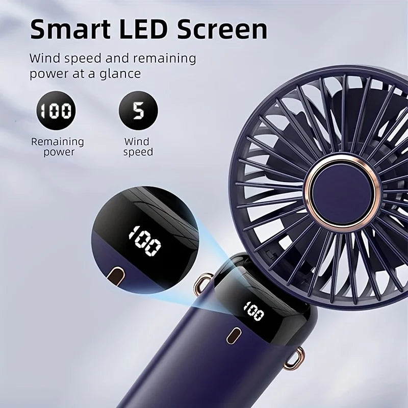 1200mAh Portable Mini Fan With LED USB Battery Fans Rechargeable Cool Cooler Small Foldable Handheld Desk Bedroom Indoor Home