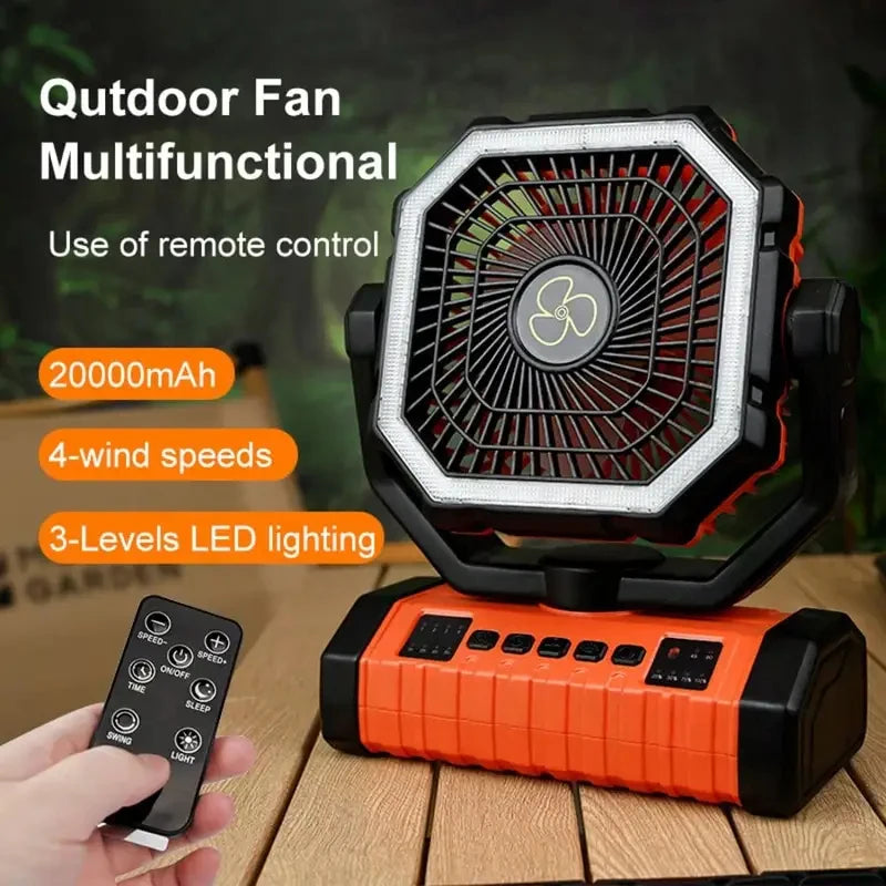 2026 New Hot-Selling Rechargeable Outdoor Camping Fan, 20000mAh Battery-Powered Fan, Long-Life Rechargeable Shaking Head Fan.