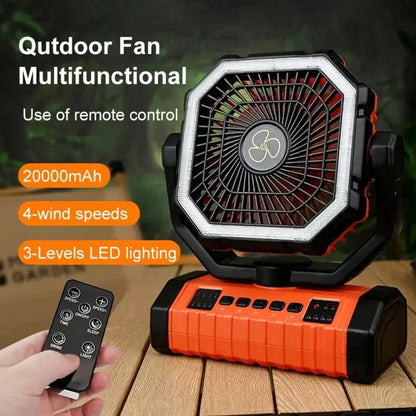 2026 New Hot-Selling Rechargeable Outdoor Camping Fan, 20000mAh Battery-Powered Fan, Long-Life Rechargeable Shaking Head Fan.