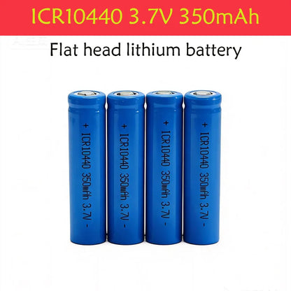 3.7V 350mAh ICR10440 Lithium Ion Battery - Button Top, Reusable & Long-Lasting for Flashlights, Headlamps， Pen Light