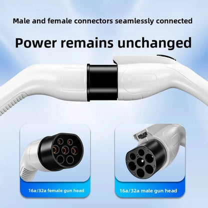 EV Charging Station Extension Cable 16A 7kW AC EV Charging Gun Extended Cord Slow-Charge Connector For BYD Home Use Charging