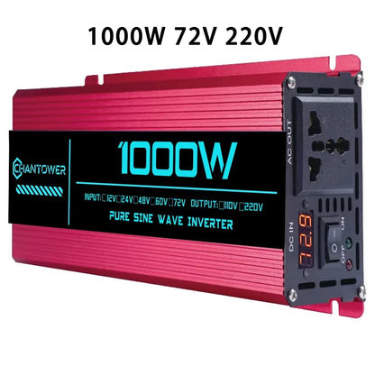 Pure Sine Wave Inverter DC 48V/72V to AC 220V 1000W 1600W 3000W 4000W 5000W 6000W LCD Display Power Converter Car Solar Inverter