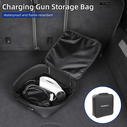 EV Car Charging Cable Storage Box Electric Vehicle Charger Cables Carry Bag For Geely EX2 Atlas SUV Boyue Borui Coolray Monjaro