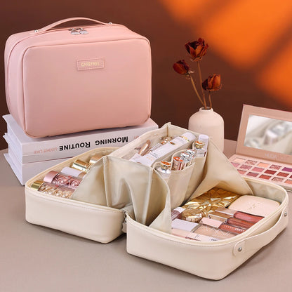PU Flame Makeup Bag, Beauty Makeup Storage Bag, Double Zipper Makeup Brush Bag, Business Travel Toiletries Sorting Bag