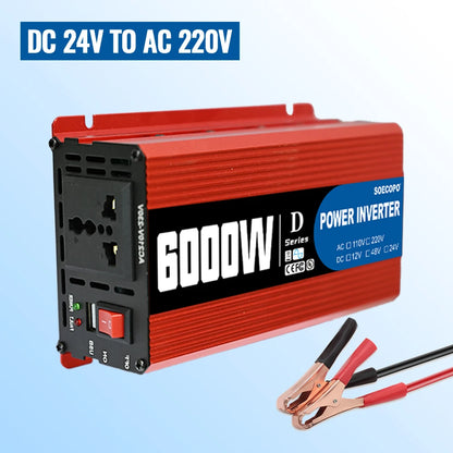 Smart Inverter 6000W-10000W DC 12V 24V 48V to AC 220V 50Hz Car Power Converter with USB Port for RV Truck Outdoor Camping Solar