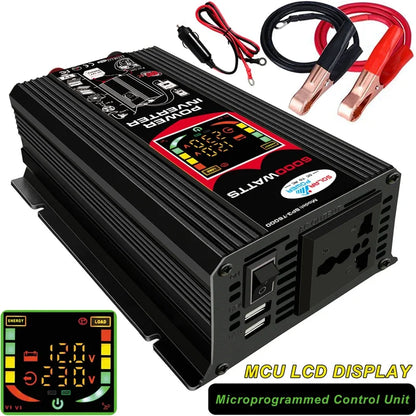 6000W Car Inverter 12V to 110V 220V Modified Sine Wave Power Supply Converter Adapter Voltage Transformer with Alligator clip