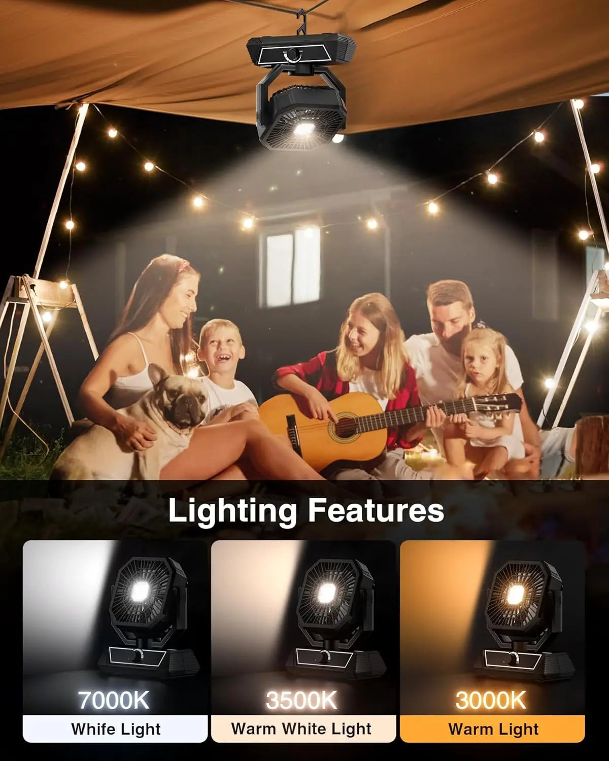 2026 New Upgrade Portable Fan Rechargeable, 20000mAh Battery Powered Fan With LED Lantern, Table Fan, Camping Essentials, USB C