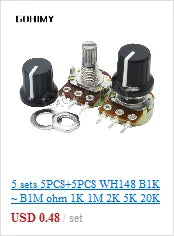 20PCS RM065 Trimmer Potentiometer Adjustable Resistor 500R 1K 5K 10K 20K 50K 100K 200K 500K 1M RM-065 Variable Resistors