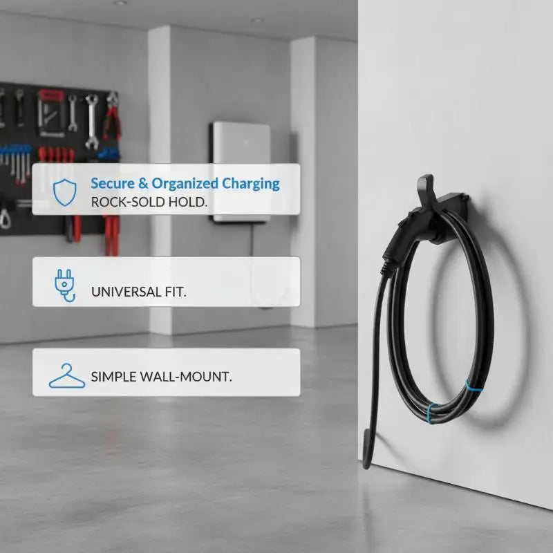 Versatile EV Charger Holder Wall Mount Bracket Sturdy Stand for Electric Car Charging Cables in Home Garage Setting