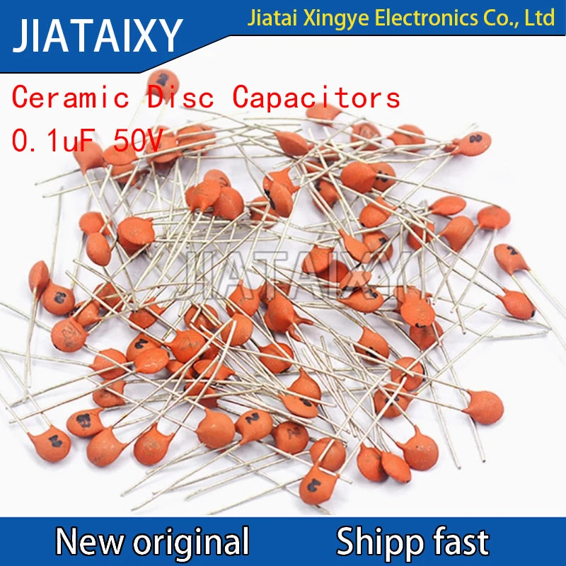 100Pcs Ceramic Disc Capacitors 50V 100nF 0.1uF 104pF