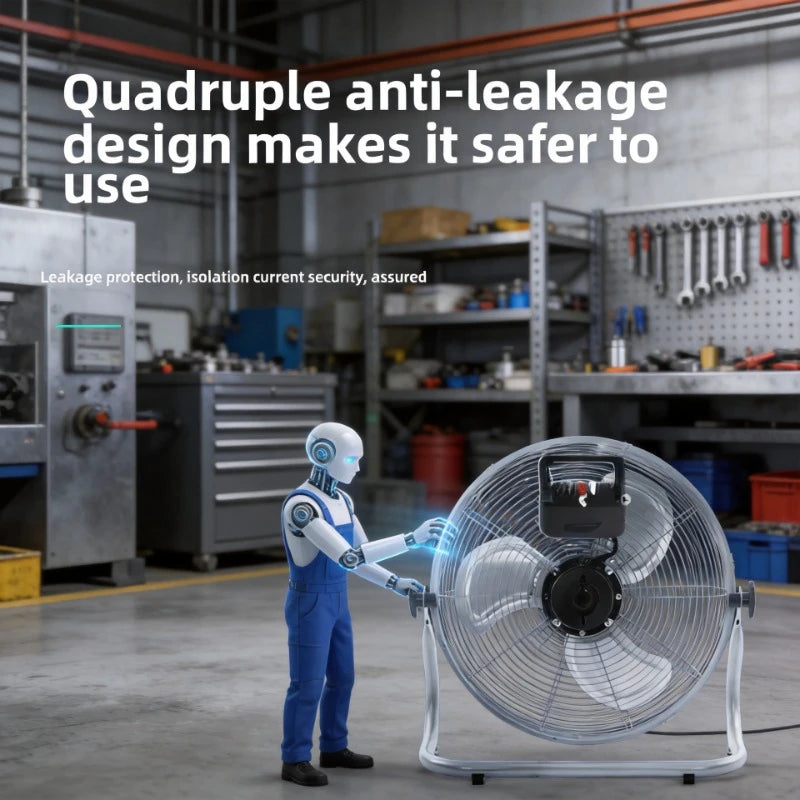 Rechargeable High Power Industrial Floor Fan Strong Wind Portable Electric Fan For Factory Workshop