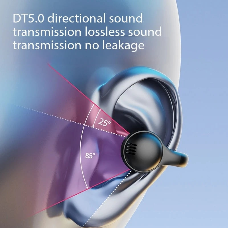 New Mirror Surface Digital Display Soft Silicone Ear Clip Wireless Bluetooth Earphones with Noise Reduction, High-Definition, and Lossless for Sports