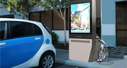 Customized ev charging station integrated lcd advertising display digital signage for commercial plaza retail business operators