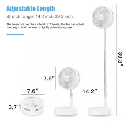 Foldable Table Fan Rechargeable Mini Folding Fan Cooling Portable Mini Electric Fan with 3 Speeds and Large Rechargeable Battery