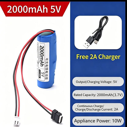 5V Rechargeable Lithium Battery Pack, 3000-11200mAh with 0-2A Output for Microcontroller & IoT Projects