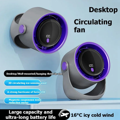 B90B-Quiet USB Rechargeable Oscillating Fan - Wall Mountable, 6+ Blades, 1200-2000Mah Battery