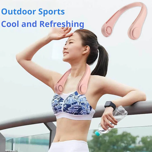 Portable Bladeless Neck Fan 5000mAh Rechargeable Personal Cooling Fan 5-Speed Quiet Wearable Fan for Travel Sports Outdoor